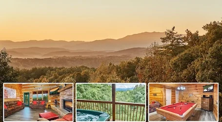 nice Mountain Views, 3/3 Hot Tub, Game Room, Secluded, but near all attractions