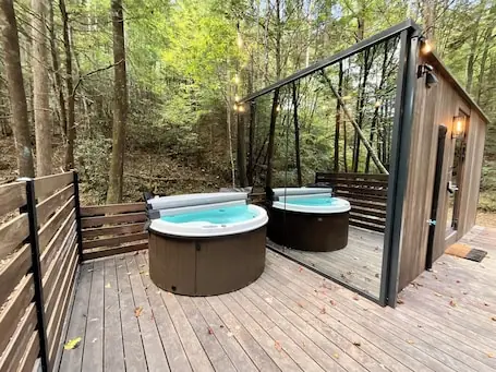 “Glass House” #3 – Modern Mirror Home w/ Hot-tub