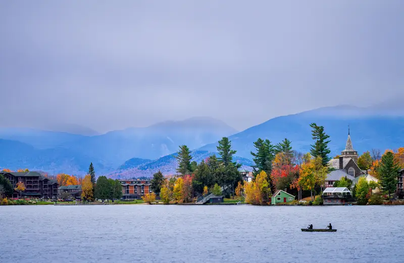 A lakeside mountain town in the Adirondacks, one of the top US regions for hotels with a private hot tub in the room